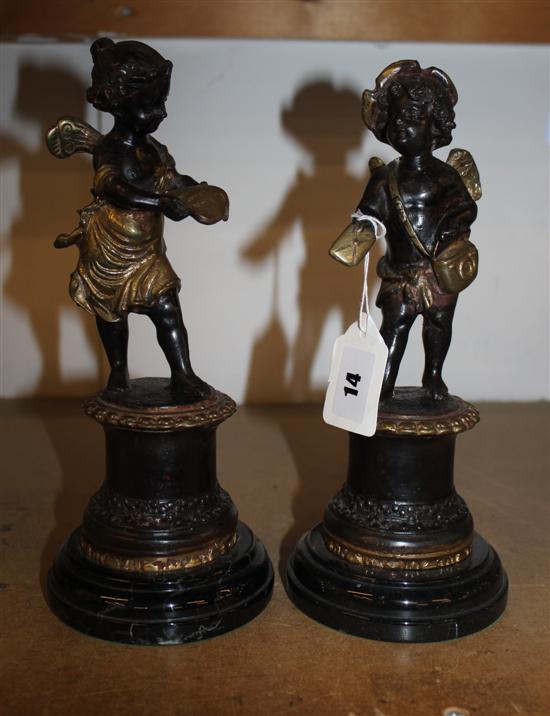 After Moreau a pair of bronze and gilt bronze cherubs